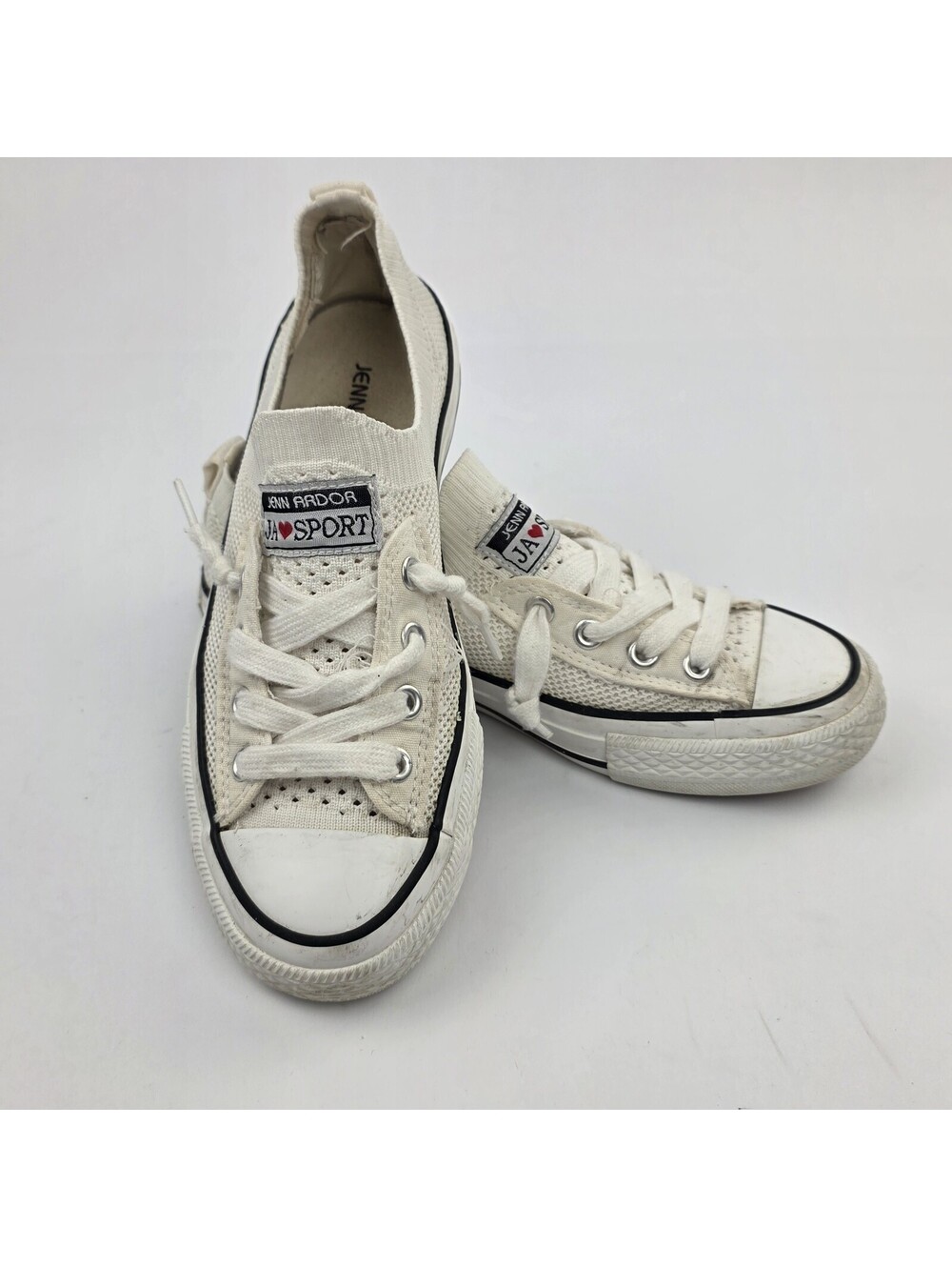 Jenn Ardor Women's 6 Low Top Casual Fashion Sneaker White Mesh with Cap Toe